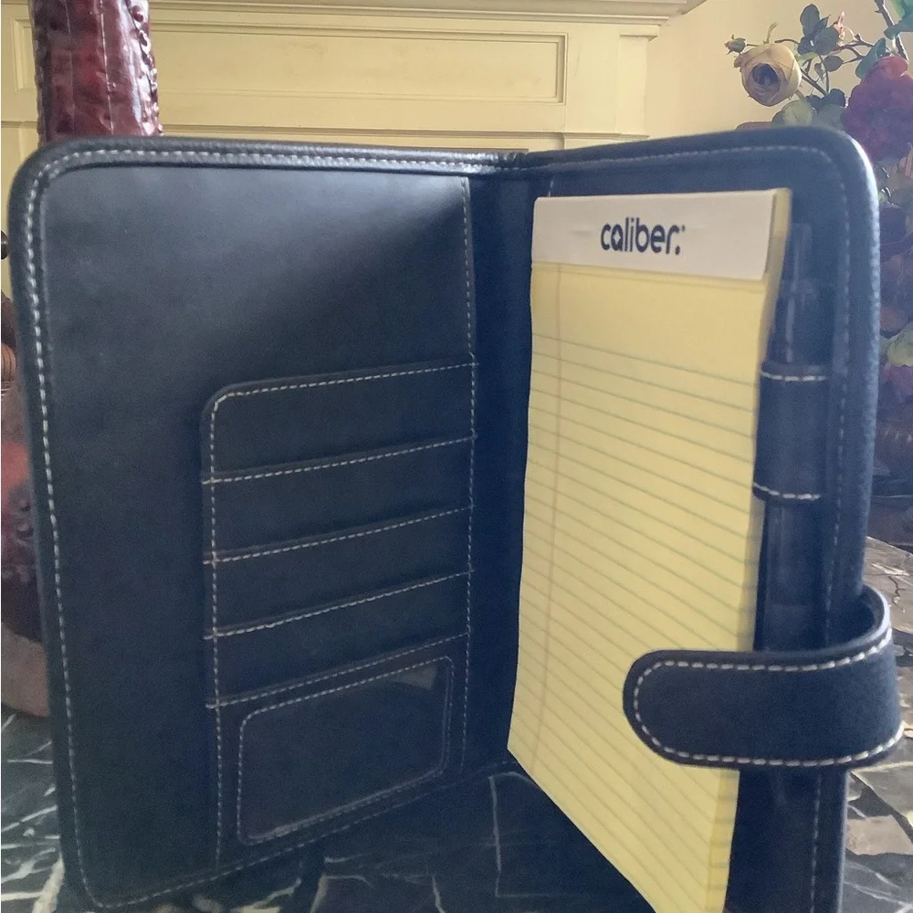 Franklin covey black leather bound planner organizer journal 7x9.5
